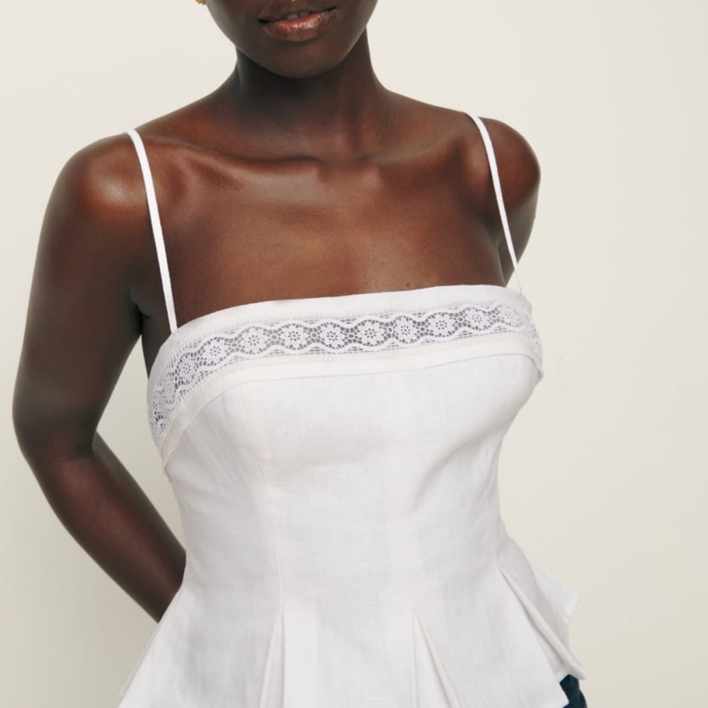 White Lace Trim Spaghetti Strap Top